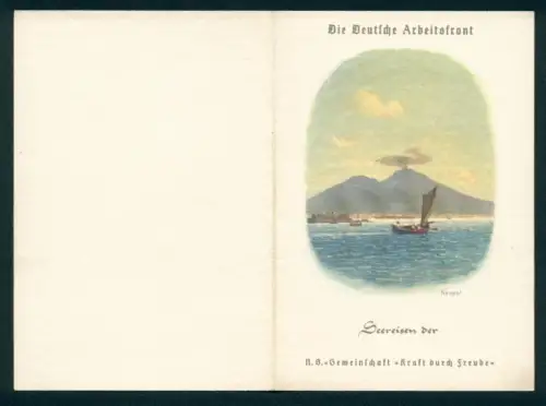 Menükarte 1938, KdF-Urlauberschiff Wilhelm Gustloff, Reise Genua-Hamburg, Speisenfolge, Neapel