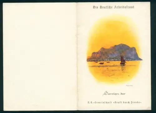 Menükarte 1938, KdF-Urlauberschiff Wilhelm Gustloff, Reise Genua-Hamburg, Speisenfolge, Palermo