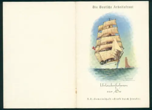 Menükarte 1938, KdF-Urlauberschiff Wilhelm Gustloff, Reise Genua-Hamburg, Schulschiff der Kriegsmarine, 