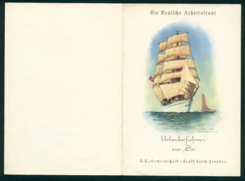 Menükarte 1938, KdF-Urlauberschiff Wilhelm Gustloff, Reise Genua-Hamburg, Speisenfolge, Schulschiff d. Kriegsmarine