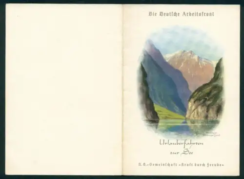 Menükarte 1938, KdF-Urlauberschiff Wilhelm Gustloff, Reise Genua-Hamburg, Speisenfolge, Hardangerfjord