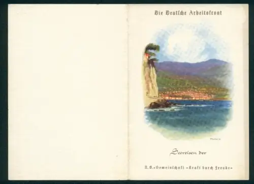 Menükarte 1938, KdF-Urlauberschiff Wilhelm Gustloff, Reise Genua-Hamburg, Speisenfolge, Madeira