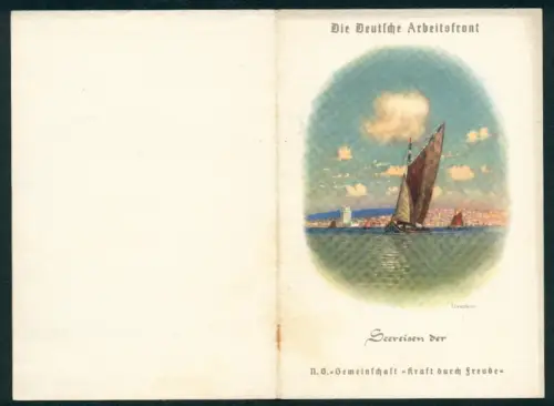 Menükarte 1938, KdF-Urlauberschiff Wilhelm Gustloff, Reise Genua-Hamburg, Speisenfolge, Lissabon
