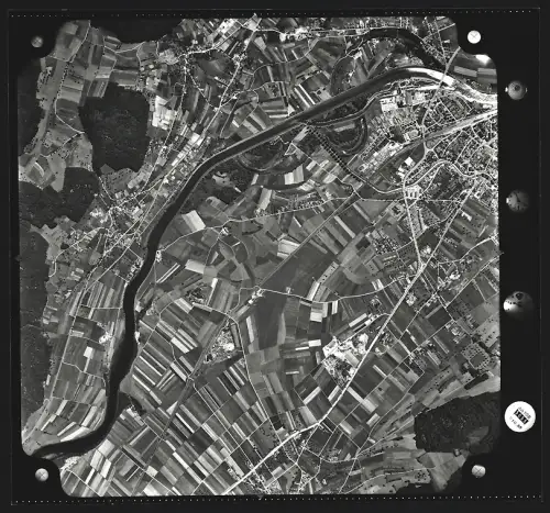 Fotografie Ansicht Rohrdorf, Ansicht aus der Luft mit Flusslauf 1952