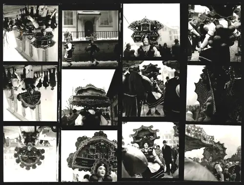 Fotografie Ansicht Appenzell, Silvesterklausen, Festumzug in traditionellen Kostümen, Grossformat 19 x 25cm
