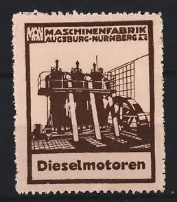 Reklamemarke Maschinenfabrik Augsburg-Nürnberg, Dieselmotoren, Industrieanlage