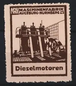 Reklamemarke Augsburg-Nürnberg, Maschinenfabrik, Dieselmotoren, Industrieanlagen