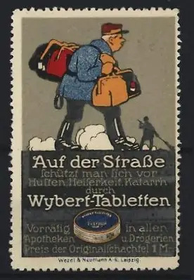Reklamemarke Wybert-Tabletten, Gepäckträgetr mit Gepäck