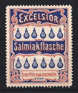 Reklamemarke Excelsior Salmiakflasche, Mittel gegen Insektenstiche, Flaschenmotive