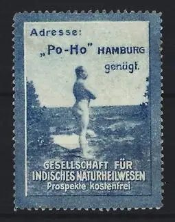 Reklamemarke Hamburg, Gesellschaft für Indisches Naturheilwesen, Männerakt im Wasser