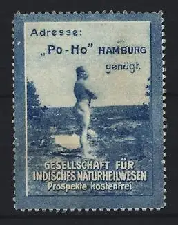 Reklamemarke Hamburg, Gesellschaft für Indisches Naturheilwesen, Männerakt im Freien