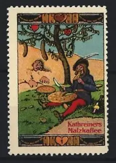 Reklamemarke Kathreiners Malzkaffee, Würstchenbaum im Schlaraffenland