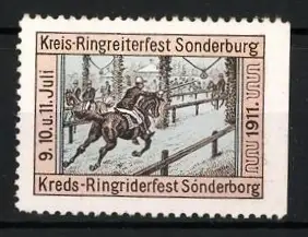 Reklamemarke Sonderburg, Kreis-Ringreiterfest 1911, Reiter im Parcours