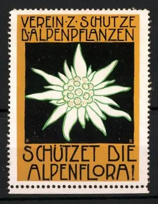 Reklamemarke Verein z. Schutze d. Alpenpflanzen, Edelweiss-Symbol