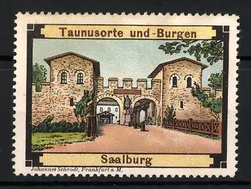 Reklamemarke Saalburg, Taunusorte und Burgen, Haupttoransicht der Saalburg