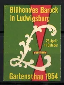 Reklamemarke Ludwigsburg, Gartenschau 1954, Blühendes Barock, Rankenmuster