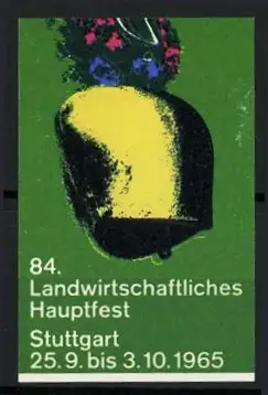Reklamemarke Stuttgart, 84. Landwirtschaftliches Hauptfest 1965, Kuhglocke