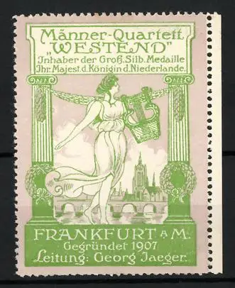 Reklamemarke Frankfurt am Main, Männer-Quartett Westend, Engel mit Lyra