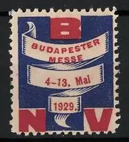 Reklamemarke Budapest, Budapester Messe 1929, Banner und Datum
