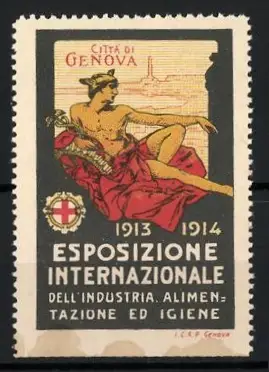 Reklamemarke Genua, Esposizione Internazionale 1913-1914, Hermes mit Caduceus