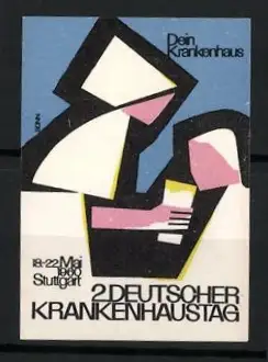 Reklamemarke Stuttgart, 2. Deutscher Krankenhaustag 1960, stilisierte Figur