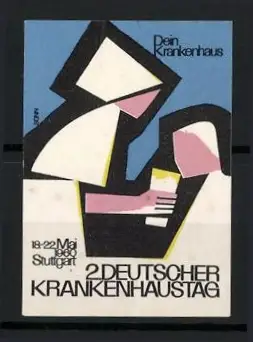 Reklamemarke Stuttgart, 2. Deutscher Krankenhaustag 1960, stilisierte Figuren