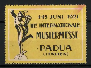Reklamemarke Padua, III. Internationale Mustermesse 1921, Merkur-Statue