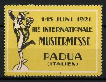 Reklamemarke Padua, III. Internationale Mustermesse 1921, Merkur-Symbol