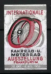 Reklamemarke Frankfurt, Internationale Fahrrad- und Motorradausstellung 1951, Reifen und Speichen