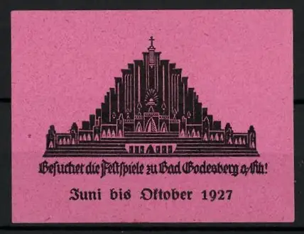 Reklamemarke Bad Godesberg, Festspiele 1927, Architekturmotiv
