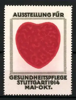 Reklamemarke Stuttgart, Ausstellung für Gesundheitspflege 1914, rotes Herz