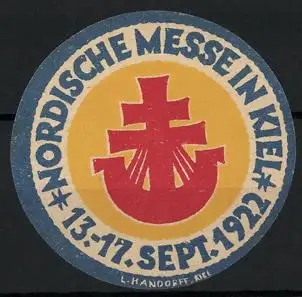 Reklamemarke Kiel, Nordische Messe 1922, stilisiertes Schiffssymbol