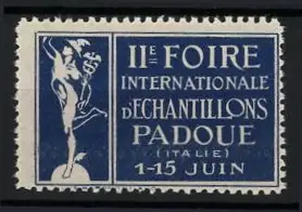 Reklamemarke Padoue, IIe Foire Internationale d`Échantillons, Merkur-Statue