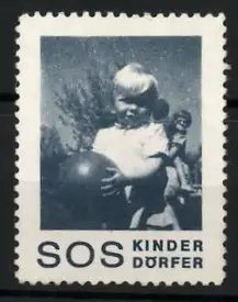 Reklamemarke SOS Kinderdörfer, Kind mit Ball