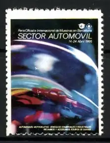 Reklamemarke Barcelona, Feria Oficiale Internacional de Muestras 1965, Rennwagen