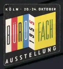 Reklamemarke Köln, Büro Fach Ausstellung 1955, Messeplakat Design