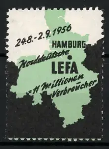 Reklamemarke Hamburg, Norddeutsche LEFA 1956, Landkarte