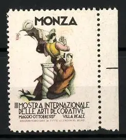 Reklamemarke Monza, III Mostra Internazionale delle Arti Decorative 1927, Künstler und Skulptur