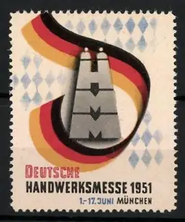 Reklamemarke München, Deutsche Handwerksmesse 1951, Logo und Fahne
