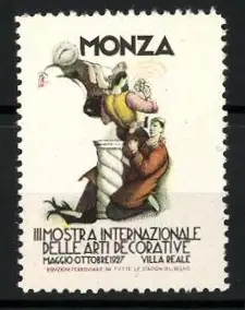 Reklamemarke Monza, Mostra Internazionale delle Arti Decorative 1927, Künstler und Skulptur