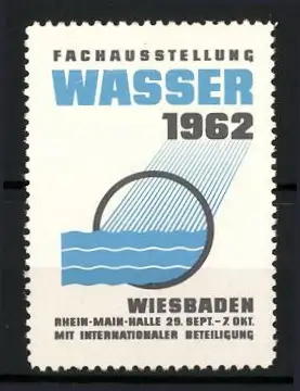Reklamemarke Wiesbaden, Fachausstellung Wasser 1962, Wasserstrahl-Symbol