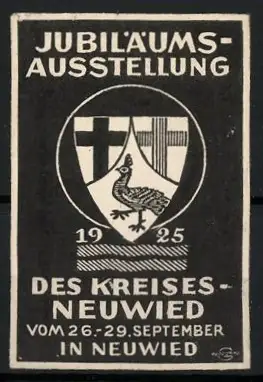 Reklamemarke Neuwied, Jubiläumsausstellung 1925, Wappen mit Pfau