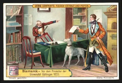 Sammelbild Liebig, Bismarck, Vor dem Protector der Universität Göttingen 1833
