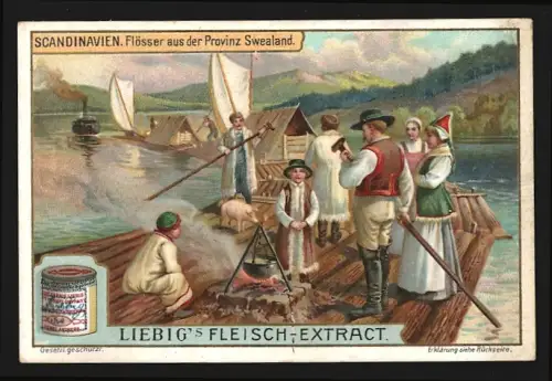 Sammelbild Liebig, Skandinavien, Flösser aus der Provinz Swealand