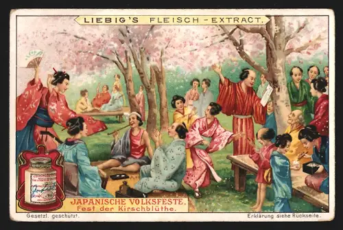 Sammelbild Liebig, Japanische Volksfeste, Fest der Kirschblüte