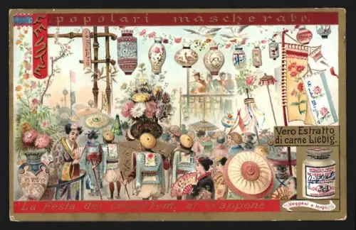 Sammelbild Liebig, La fiesta dei crisantemi al Giappone