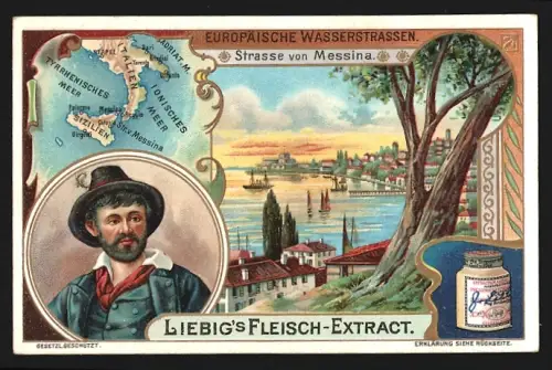Sammelbild Liebig, Europäische Wasserstrassen, Strasse von Messina