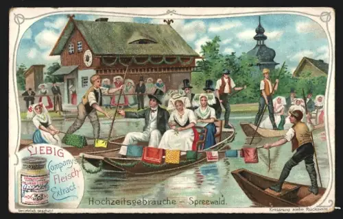 Sammelbild Liebig, Hochzeitsgebräuche, Hochzeit im Spreewald