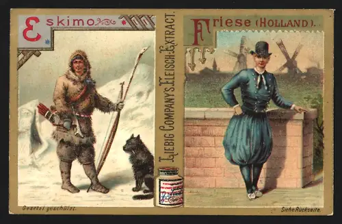 Sammelbild Liebig, Friese aus Holland, Eskimo mit Hund