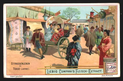 Sammelbild Liebig, Japan, Strassenleben in Tokio